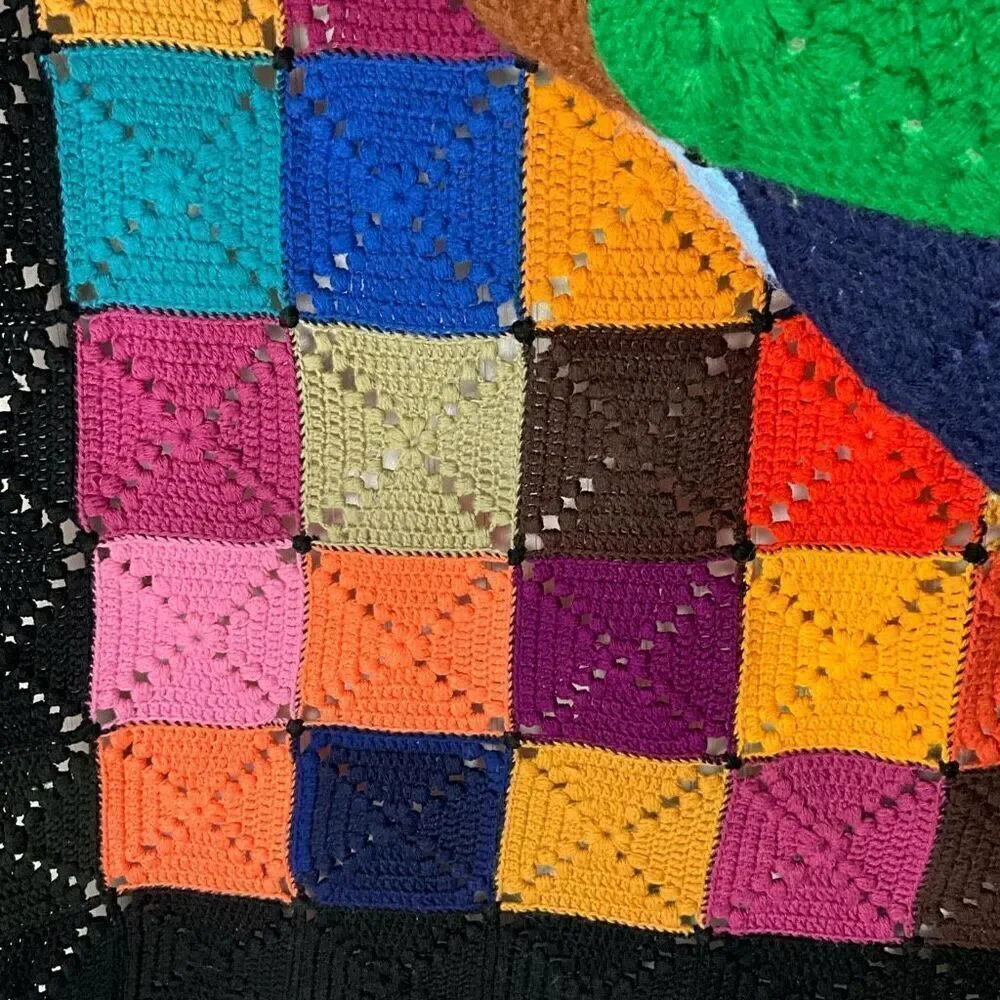 VINTAGE Handmade Crochet Blanket afghan